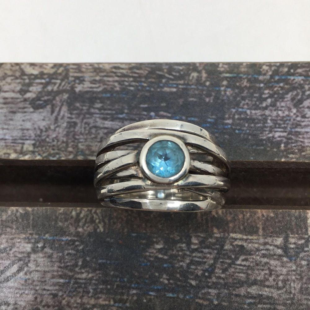 Franco P Blue Topaz 925 Thailand Sterling Silver Ring Sz 7
